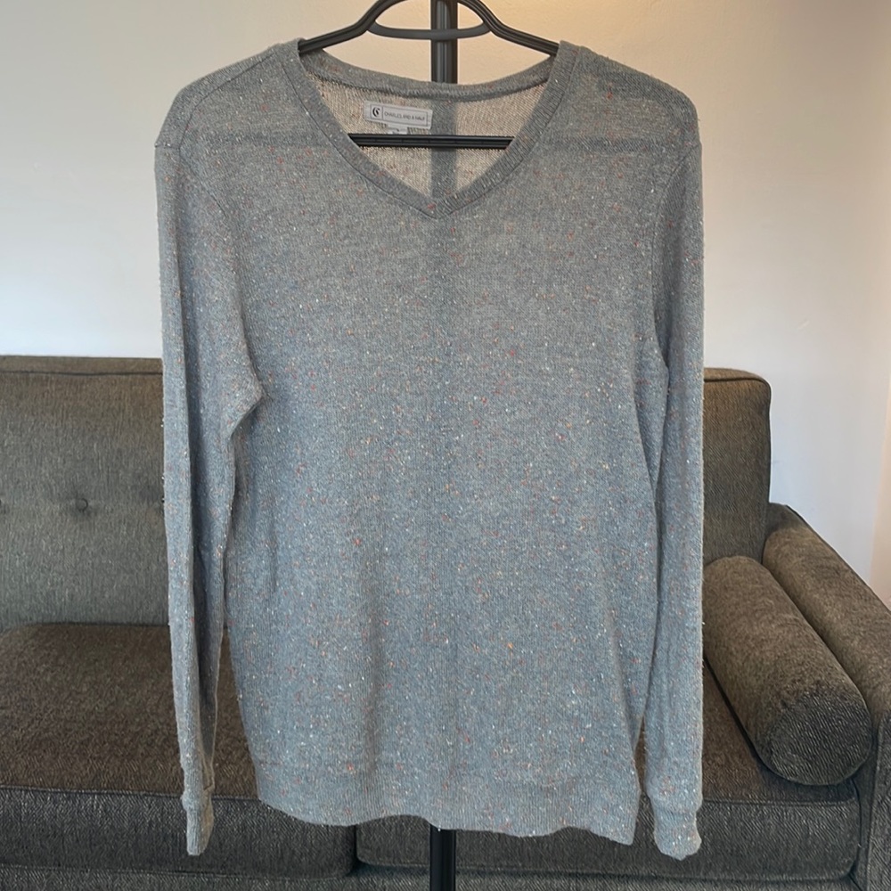 Small CHARLES AND A HALF grey with multicoloured flecks sheer sweater
